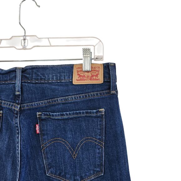 Levi's 505 Mid Rise Straight Leg Jeans Pockets Dark Wash Blue Denim Size 31 - Picture 7 of 9